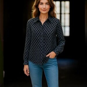 Paolo Santini Top 6 Women's Velvet Burnout Silk Blend Vintage Geometric